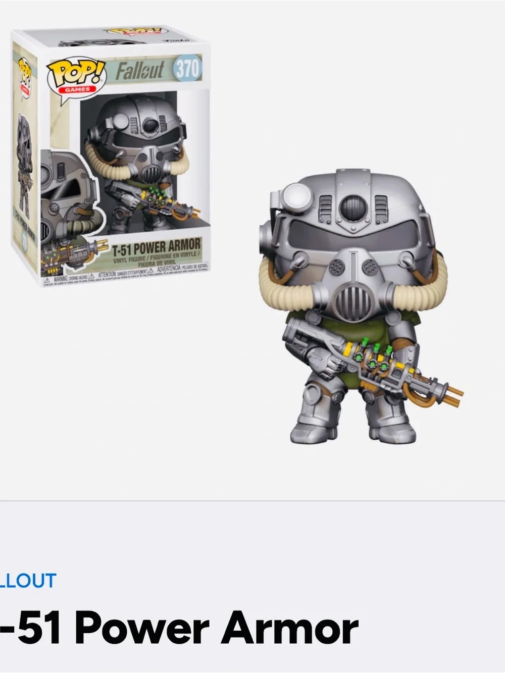 Funko Pop! Fallout T-51 Power Armor Vinyl Figure - Silver, Cream, Green, Yellow